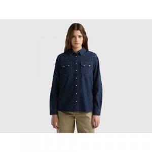 Рубашка , размер S, синий UNITED COLORS OF BENETTON. Цвет: синий
