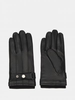 Кожаные перчатки Just Clothes. Цвет: черный
