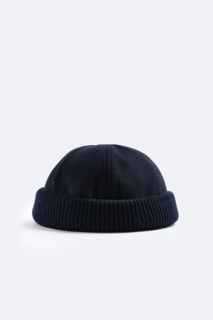 Короткая фланелевая шапка, темно-синий ZARA