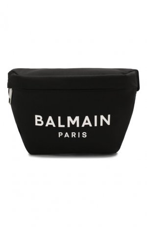 Текстильная поясная сумка Balmain. Цвет: чёрный