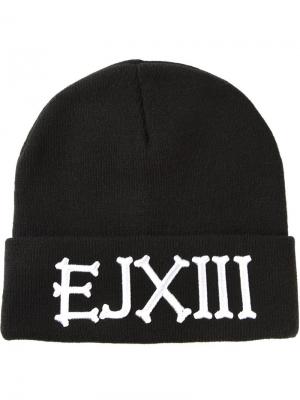 Трикотажная шапка с вышиты логотипом Ejxiii. Цвет: чёрный