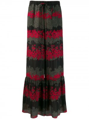 Расклешенные брюки с цветочным принтом RED Valentino. Цвет: черный