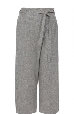 Укороченные кашемировые брюки с поясом Loro Piana. Цвет: серый