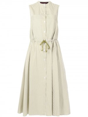 Полосатое платье миди без рукавов с кулиской Martin Grant. Цвет: желтый