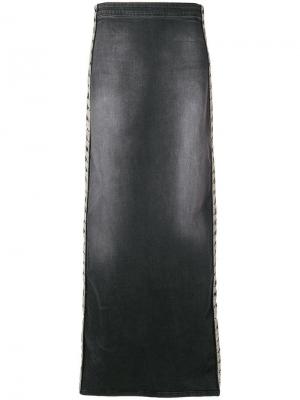 Джинсовая юбка с полосками логотипами Kappa. Цвет: черный