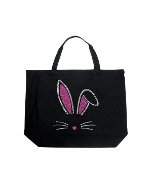 Уши кролика — большая сумка-тоут Word Art LA Pop Art, черный