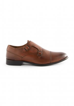 Элегантные мокасины Leather Double Monk Shoes , цвет tan brown Next