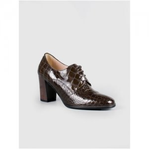 Женская обувь, G. Benatti, туфли, размер 37, итальянский лак, коричневый цвет, шнурки, рисунок крокодил Gianmarco Benatti. Цвет: коричневый