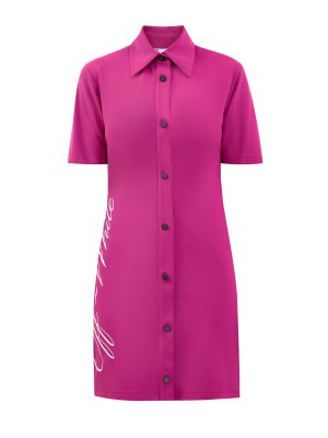 Платье-рубашка из эластичной вискозной ткани OFF-WHITE. Цвет: розовый