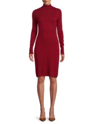 Кашемировое платье-свитер с высоким воротником , темно-красный Sofia Cashmere