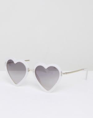 Солнцезащитные очки с серебристой оправой в форме сердца и градиентным Markus Lupfer. Цвет: серебряный