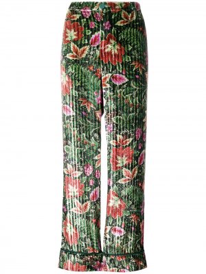Velvet floral trousers F.R.S For Restless Sleepers. Цвет: зеленый