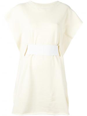 Короткое платье с широким поясом Mm6 Maison Margiela. Цвет: белый