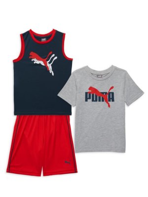 Комплект из трех предметов: футболка, майка и шорты для маленького мальчика Puma, серый PUMA