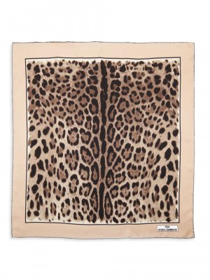 Шелковый шарф с леопардовым принтом DOLCE&GABBANA
