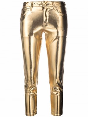 Metallic cropped-leg trousers Junya Watanabe. Цвет: желтый