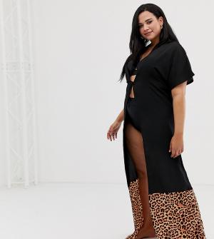Пляжное кимоно с леопардовым принтом -Мульти South Beach Curve
