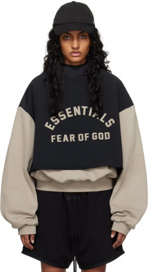 Серо-черная толстовка с капюшоном , цвет Seal/Jet black Fear Of God Essentials