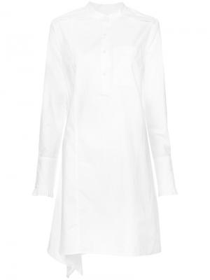 Асимметричное платье-рубашка с оборками Derek Lam 10 Crosby. Цвет: белый