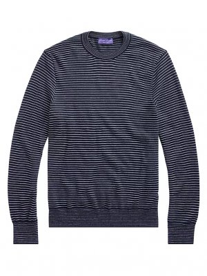 Кашемировый пуловер в полоску Purple Label , цвет classic chairman navy white Ralph Lauren