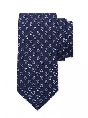 Шелковый галстук «Красный дракон» , темно-синий Ferragamo
