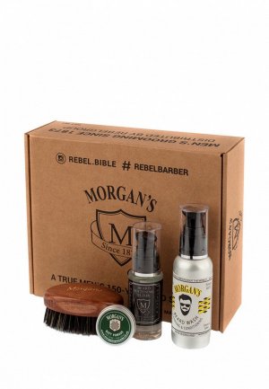 Набор для ухода за бородой Morgans с тестером Morgans, эликсир 30 мл + шампунь 100 помада укладки 15 г щетка. Цвет: бежевый