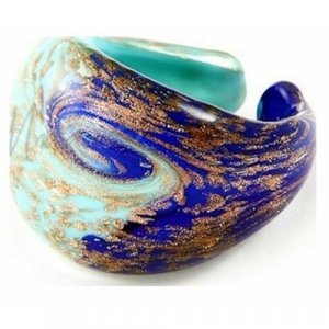 Кольцо , размер 19, синий, бирюзовый Bottega Murano. Цвет: синий