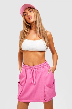 Мини-спортивная юбка с машинными карманами , розовый Boohoo