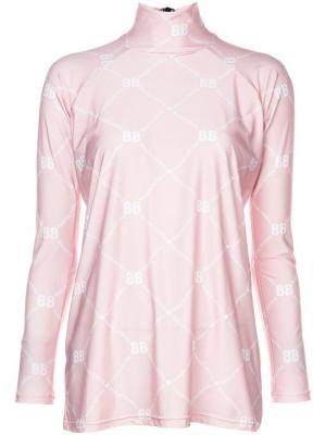 Блузка-водолазка с принтом логотипов Barbara Bologna. Цвет: розовый