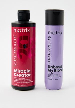Набор для ухода за волосами Matrix укрепления блонда Unbreak My Blonde, Miracle Creator  со скидкой 50% на шампунь. Цвет: прозрачный