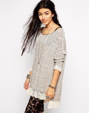 Loose Knit Sweater with Ladder Detail Free People. Цвет: серый