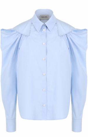 Хлопковая блуза с рукавом-фонарик Rachel Comey. Цвет: голубой