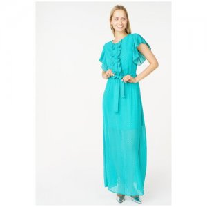 Тюлевое платье в пол на пуговицах D71026 Бирюзовый 42 La Vida Rica. Цвет: зеленый/голубой/бирюзовый