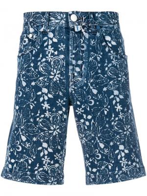 Джинсовые шорты с цветочным принтом Jacob Cohen. Цвет: синий