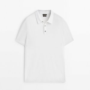 Свитер Short Sleeve Cotton Polo, белый Massimo Dutti