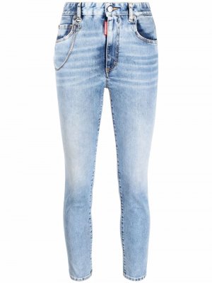 Укороченные джинсы с цепочкой Dsquared2. Цвет: синий