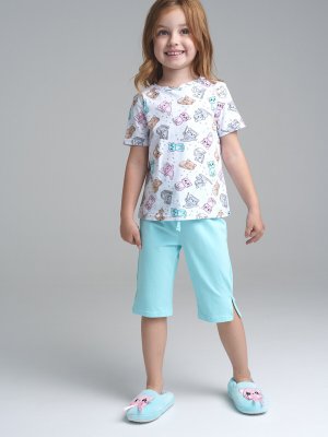 Комплект трикотажный фуфайка футболка бриджи пижама пояс брюки PLAYTODAY