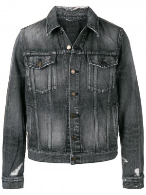 Джинсовая куртка с рваными деталями Saint Laurent. Цвет: серый