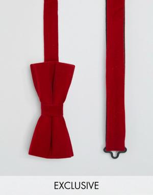 Бархатный галстук-бабочка Heart & Dagger. Цвет: красный