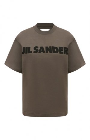 Хлопковая футболка Jil Sander. Цвет: хаки