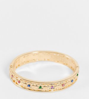 Золотистый браслет-манжета с отделкой камнями Inspired Reclaimed Vintage
