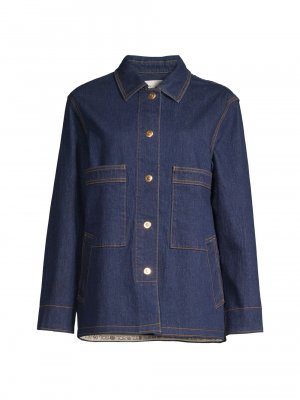 Джинсовая куртка Barn с контрастной отстрочкой , синий Tory Burch