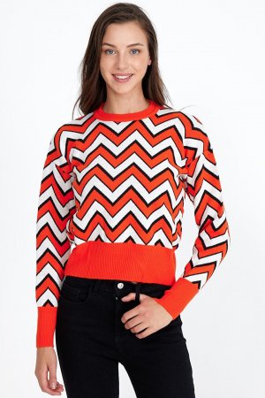 Женский свитер оверсайз с леопардовым узором , апельсин Rodi