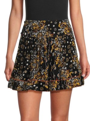 Мини-юбка Amora с цветочным принтом , цвет Black Multicolor Poupette St Barth