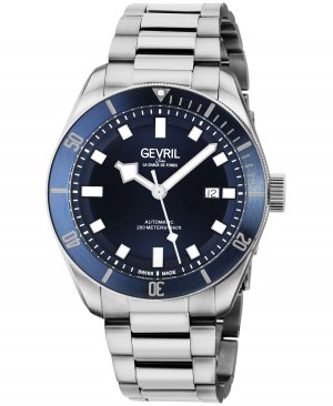 Мужские швейцарские автоматические часы Yorkville из нержавеющей стали серебристого цвета с браслетом 43 мм Gevril