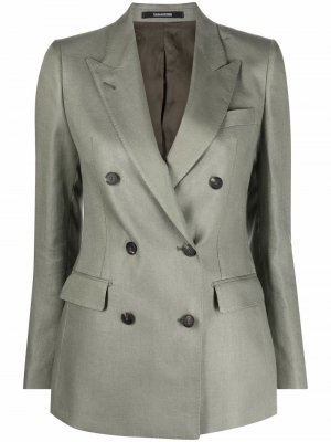 Tailored linen blazer Tagliatore. Цвет: зеленый