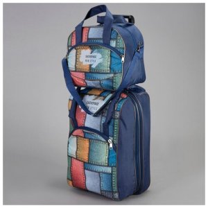 Чемодан малый 20 с сумкой отдел на молнии наружный карман расширением цвет синий Sacvoyage. Цвет: синий