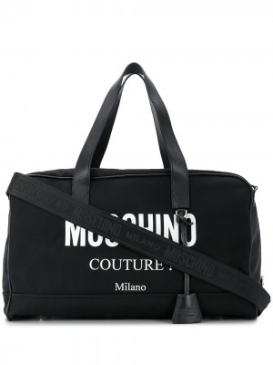 Дорожная сумка с логотипом Moschino. Цвет: черный