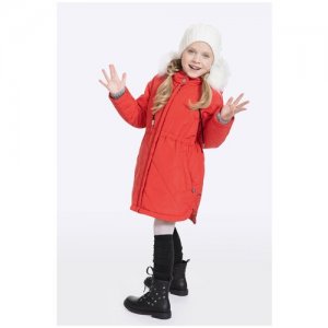 Парка Пальто зимнее для девочки, размер 30, 110, красный Шалуны. Цвет: серый