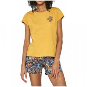Пижама , футболка, короткий рукав, пояс, размер M, золотой Cornette. Цвет: золотистый